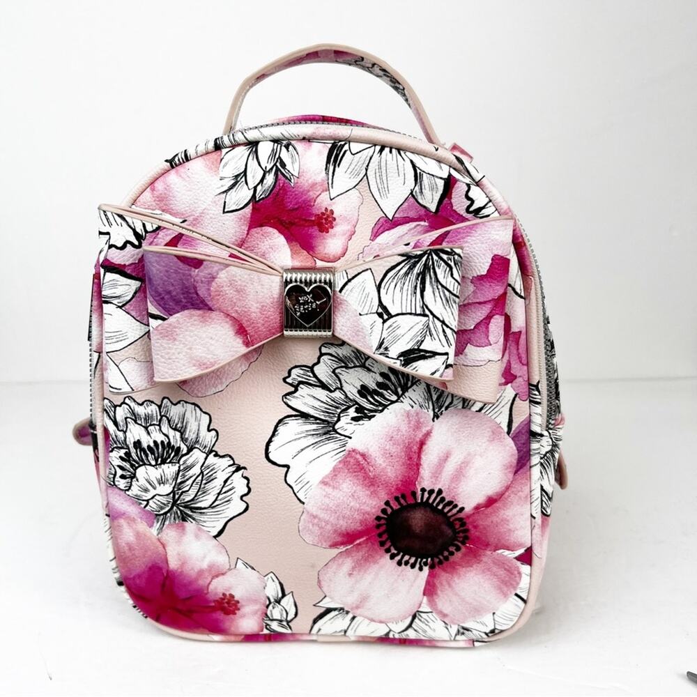 Betsey Johnson Pink & White Mini Flowers Floral Backpack